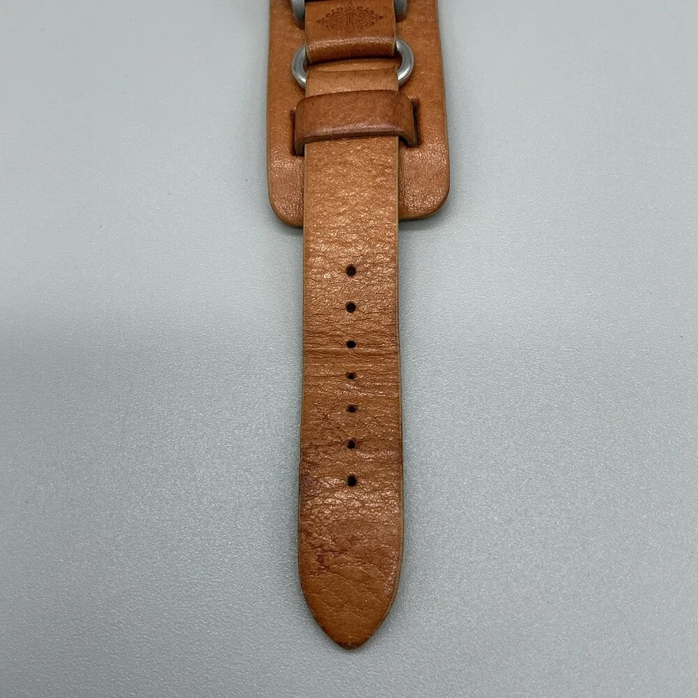 Fossil JR-8083 Womens Watch 26mm Silver Tone Brown Leather Bund Date New Battery